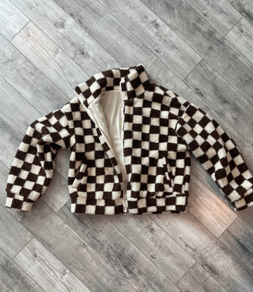 Brown Checkered Zip